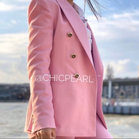 NWT Zara Tailored Pink Double breasted Blazer - Picture 4 of 10